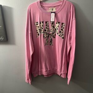 Simply Southern Pink Sweatshirt with Leopard Print